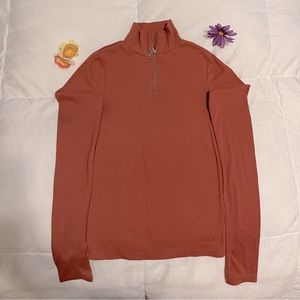 Aeropostale Women’s Zip Collar Long Sleeve Shirt Maroon